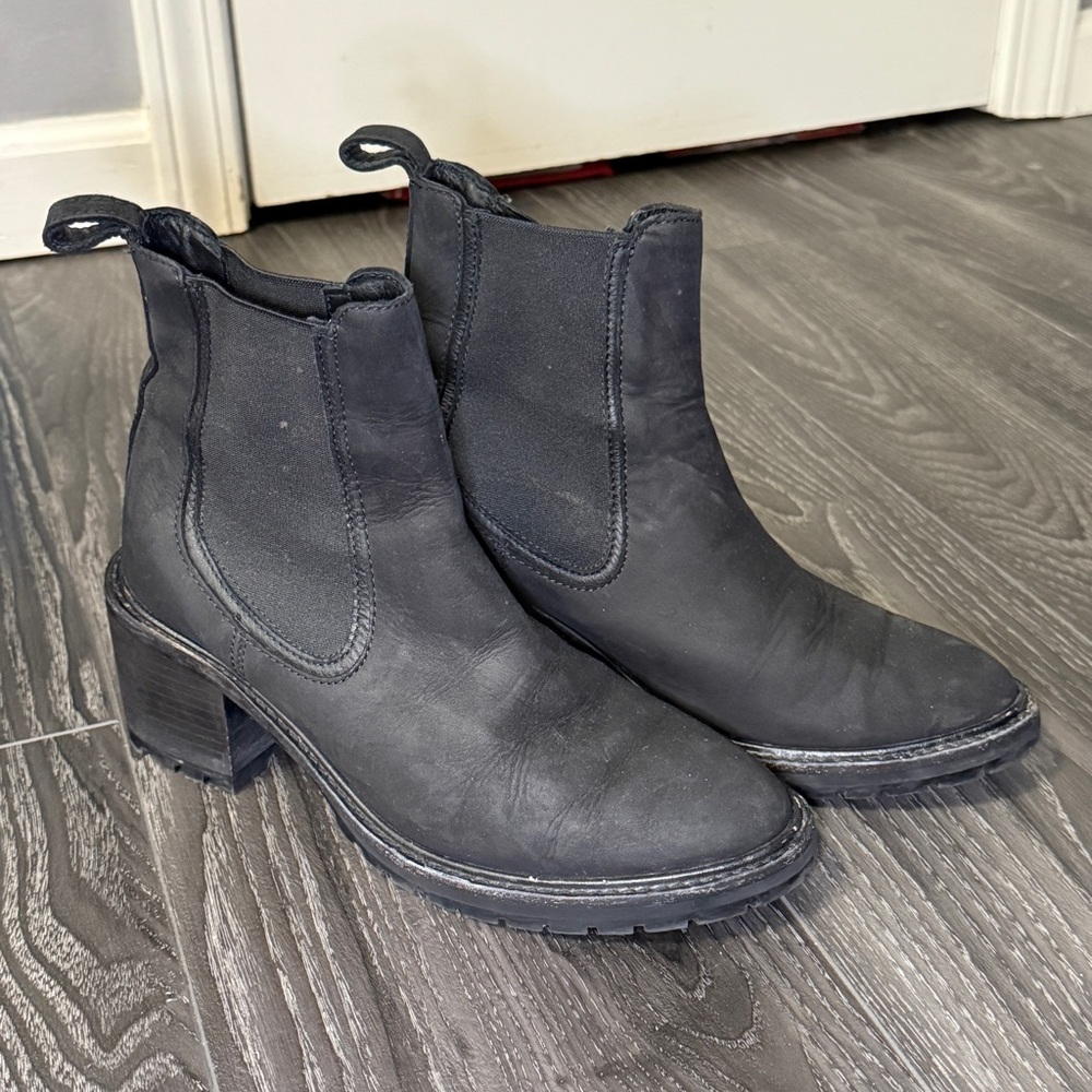 Thursday Boot Co Knockout Matte Black Leather Platform Block Heel Boots 7.5